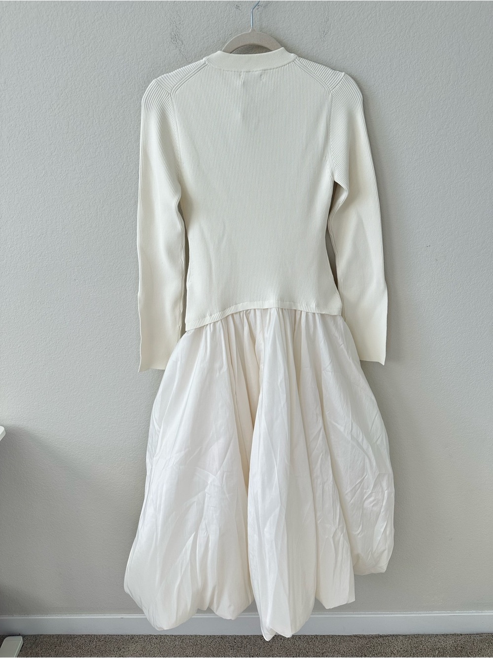 SIMKHAI Kenlie Taffeta Knit Midi Dress in Ivory SZ M NWT - Picture 5 of 6